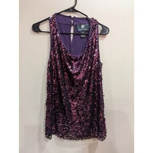 Purple front sparkle square sequin tank/cami by Debbie Shuchat size S